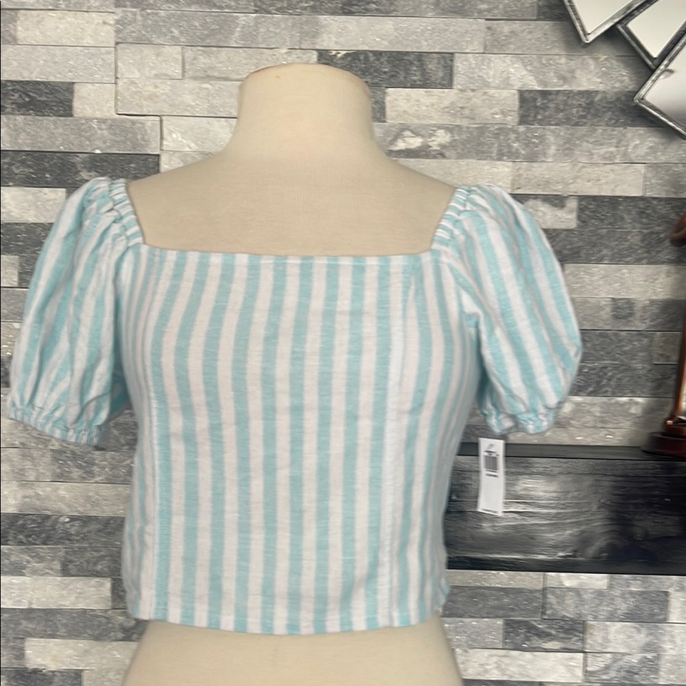 Old Navy Puff Sleeves Linen Blend Top Youth/ Girls Size 14/16